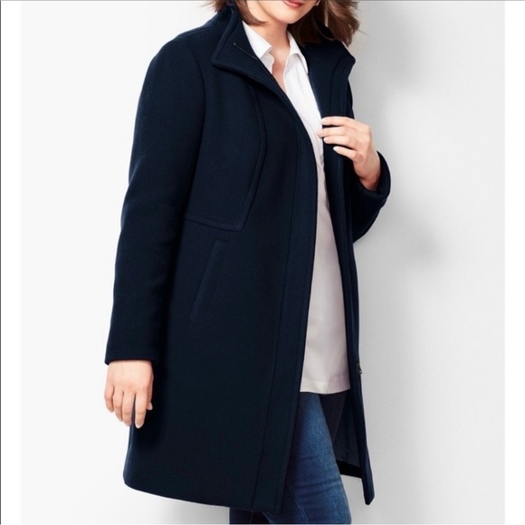 Talbots ALBURY ITALIAN WOOL STADIUM COAT Black Size 12 - Picture 1 of 13